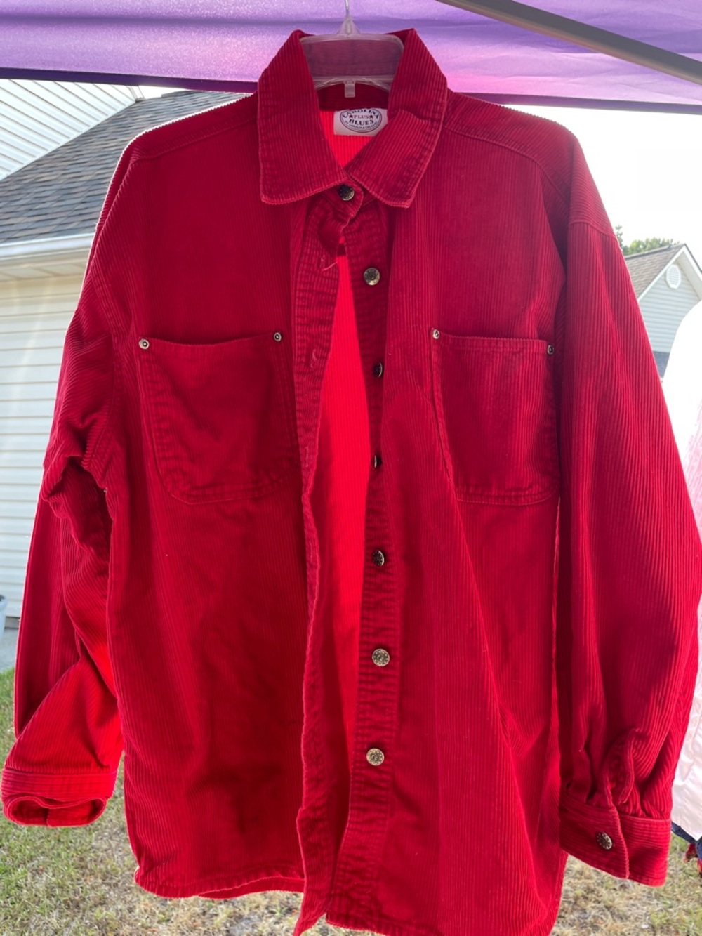 Red Corduroy Button-Down Shirt